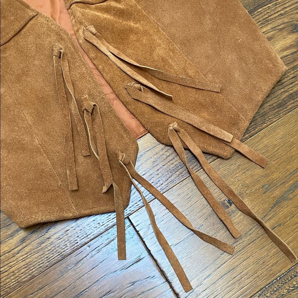 Vintage western leather fringe vest, brown suede, size S - Picture 5 of 14